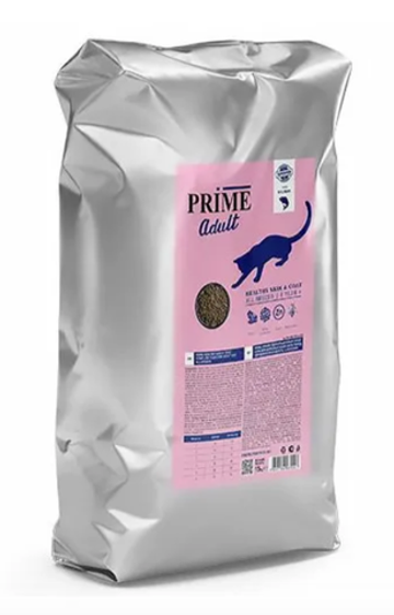 PRIME Healthy Skin&Coat сухой корм для взрослых кошек для здоровья кожи и шерсти, с лососем - 15 кг