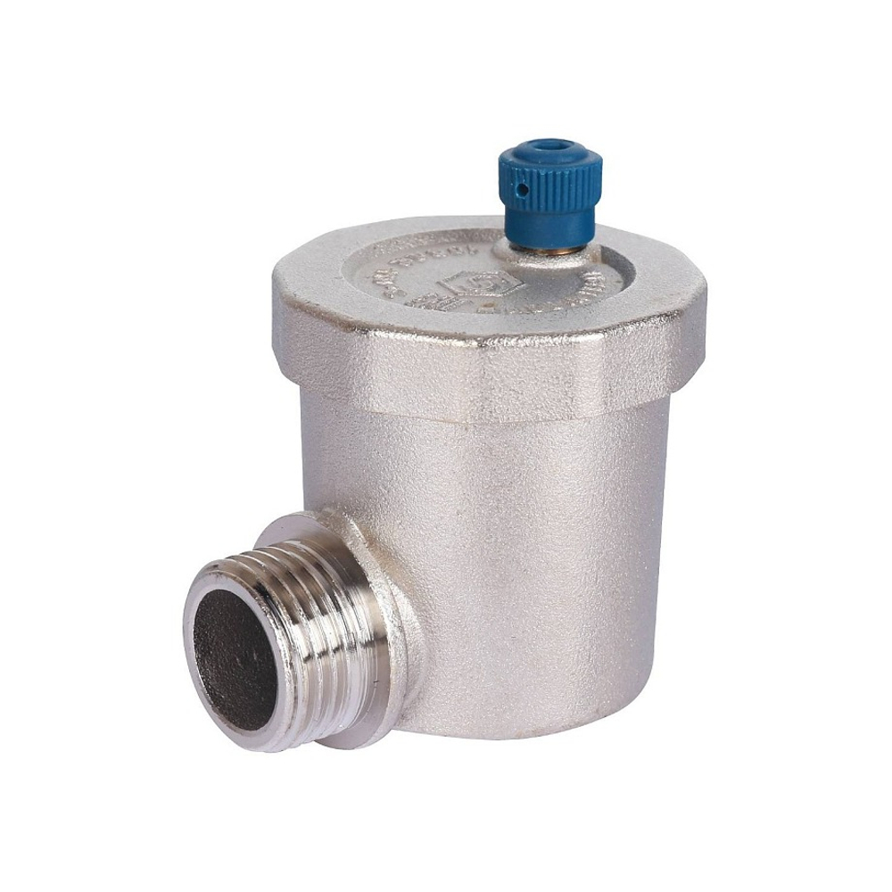Воздухоотводчик автоматический угловой STOUT - 1/2" (НР, PN10, Tmax 110°C, воздухоотвод сверху)