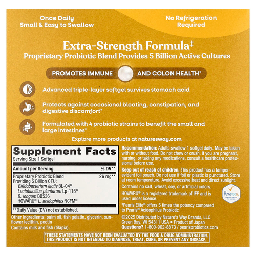 Nature's Way, Pearls® Elite™, пробиотик, 5 млрд КОЕ, 30 капсул