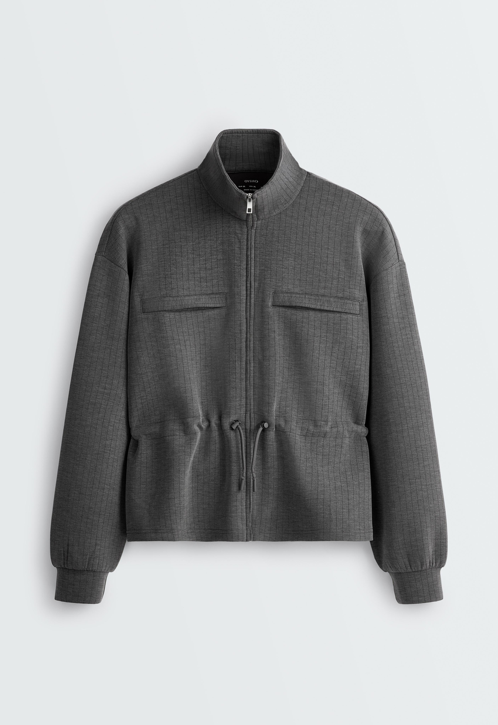 Oysho Короткая куртка из ткани с модалом в тонкую полоску, асфальтово-серый