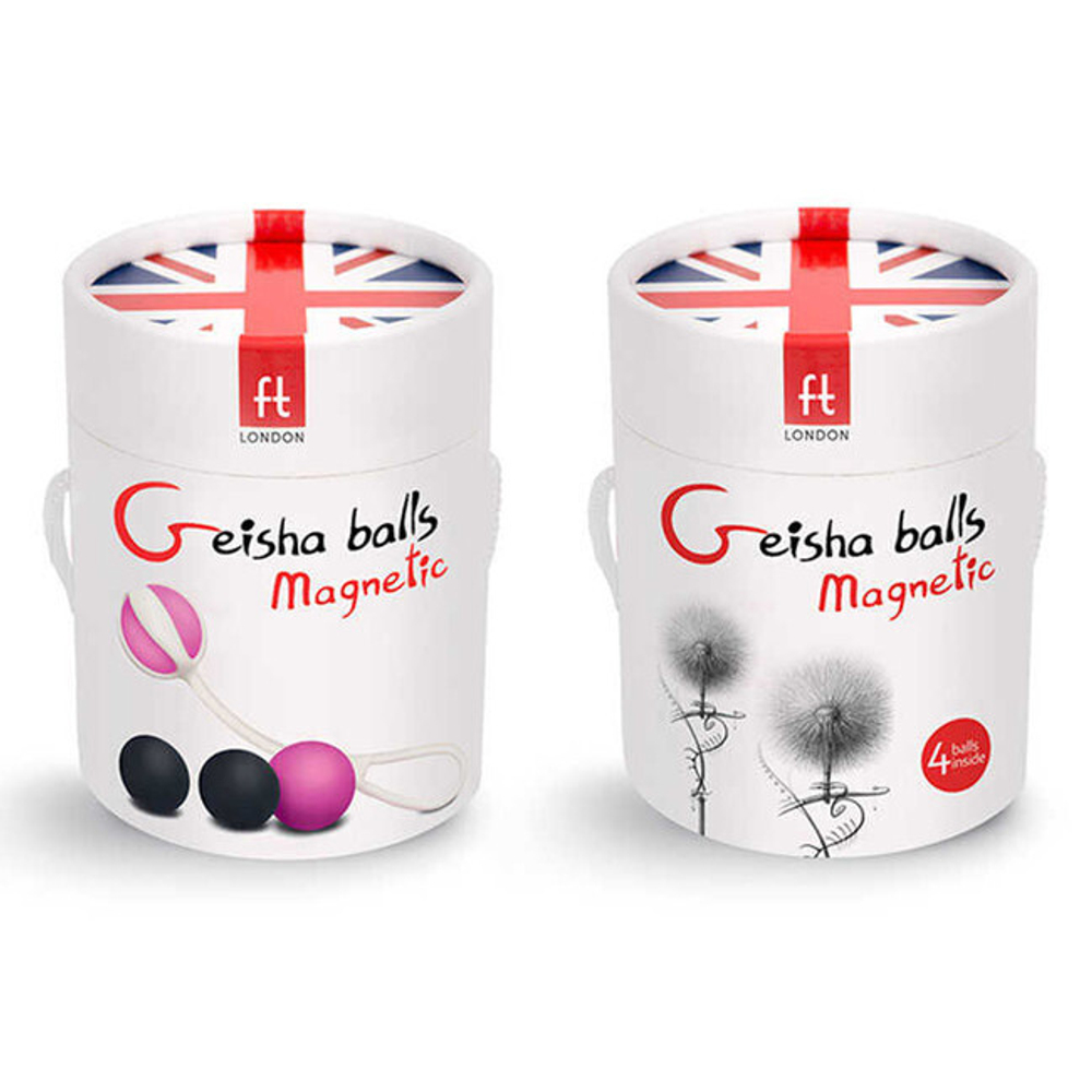 Магнитные вагинальные шарики разного веса Geisha Balls Magnetic (4 шарика) (Цвет: белый, фуксия, темно-серый)