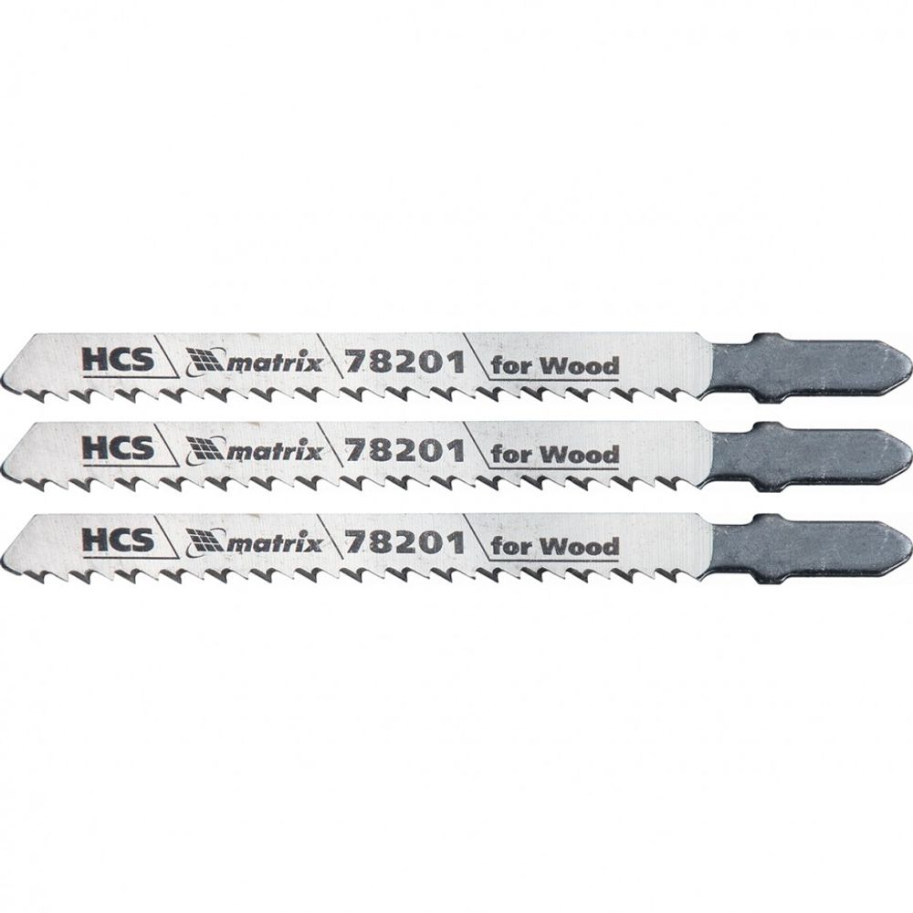 Полотна для электролобзика по дереву, 3 шт, T101B, 75 х 2.5 мм, HCS Matrix Professional, 78201