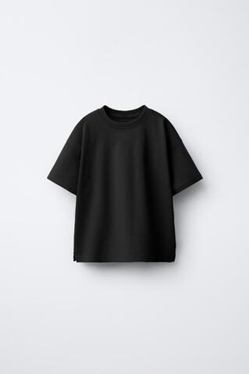 ZARA БАЗОВАЯ ФУТБОЛКА, ЧЕРНЫЙ