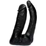 Черная насадка-фаллоимитатор для двойной стимуляции Double Penetrator - 16 см. (Цвет: черный)