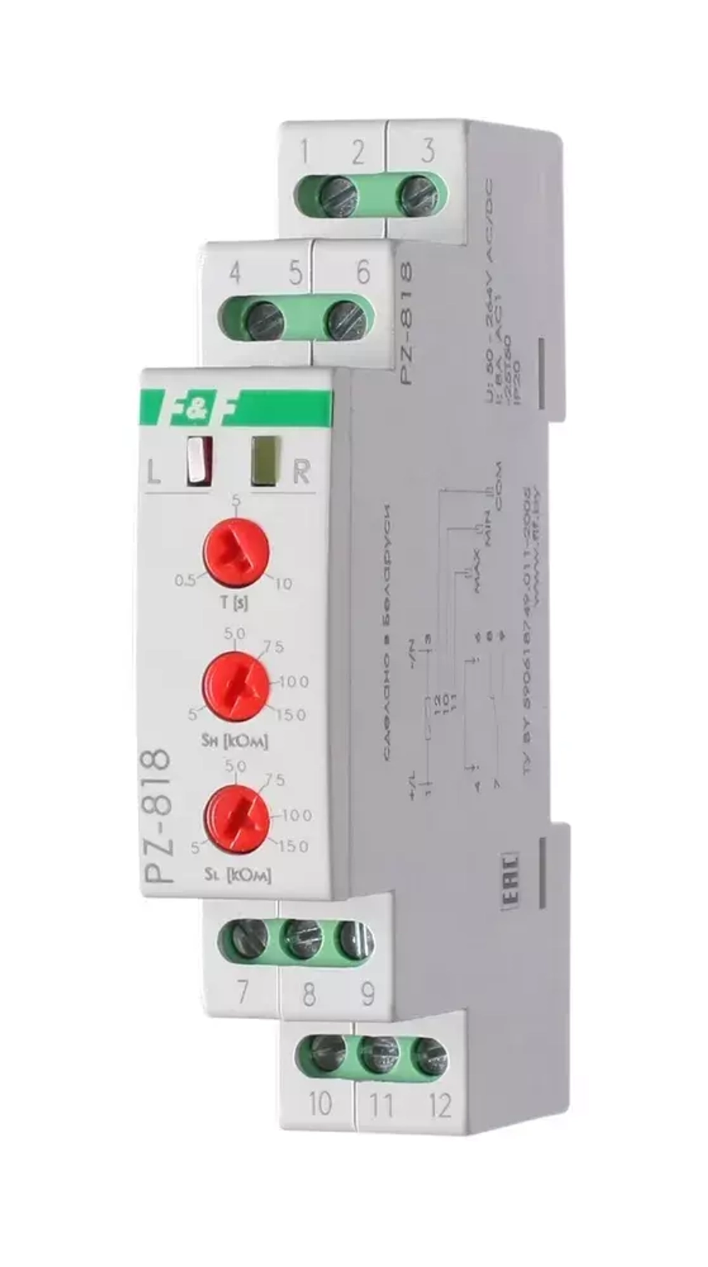 Реле контроля уровня жидкости PZ-818 8А 1NO/NC (двухуровн., выбор режима работы, датчик в комплекте PZ2)