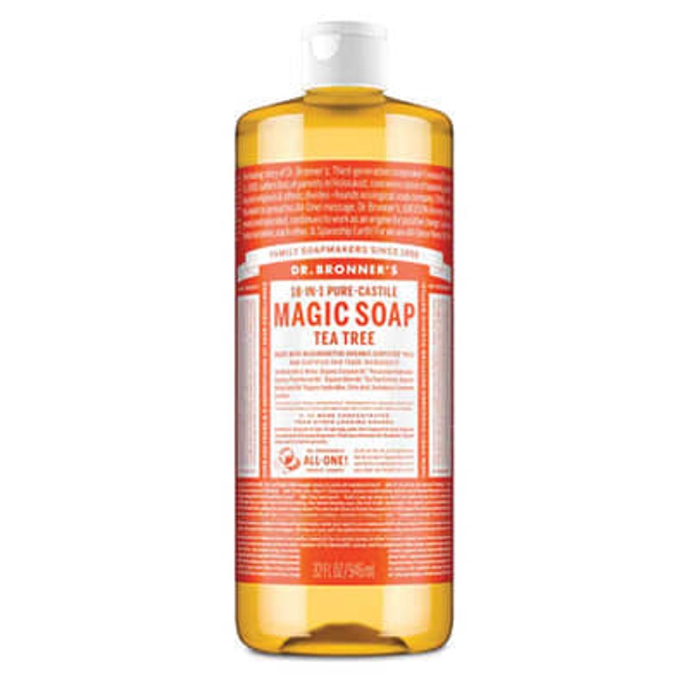 Dr. Bronner's, кастильское волшебное мыло 18 в 1, чайное дерево, 946 мл (32 жидк. унции)