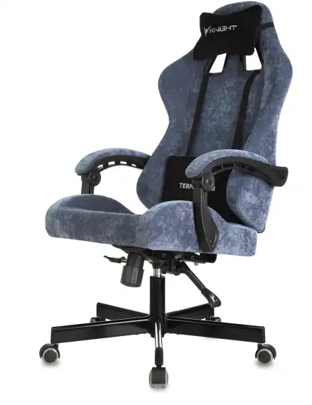 Кресло игровое Knight Terminator синий Light-27 крестов. металл