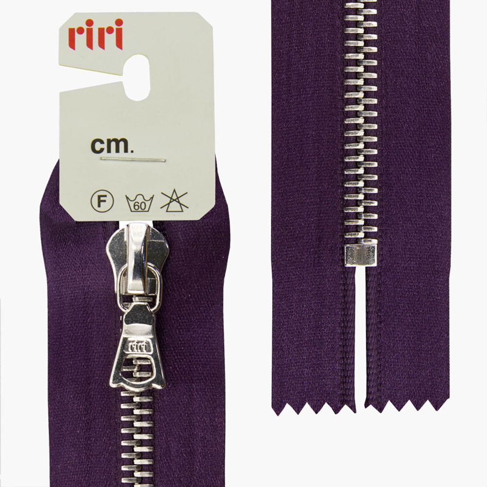 Молния металл RIRI Т6 (6 мм) 1 зам., н/раз., 16 см, Ni, атласная тесьма, цв.2510, фиолетовый темн., 1 шт Молния металл RIRI Т6 (6 мм) 1 зам., н/раз., 16 см, Ni, атласная тесьма, цв.2510, фиолетовый темн., 1 шт