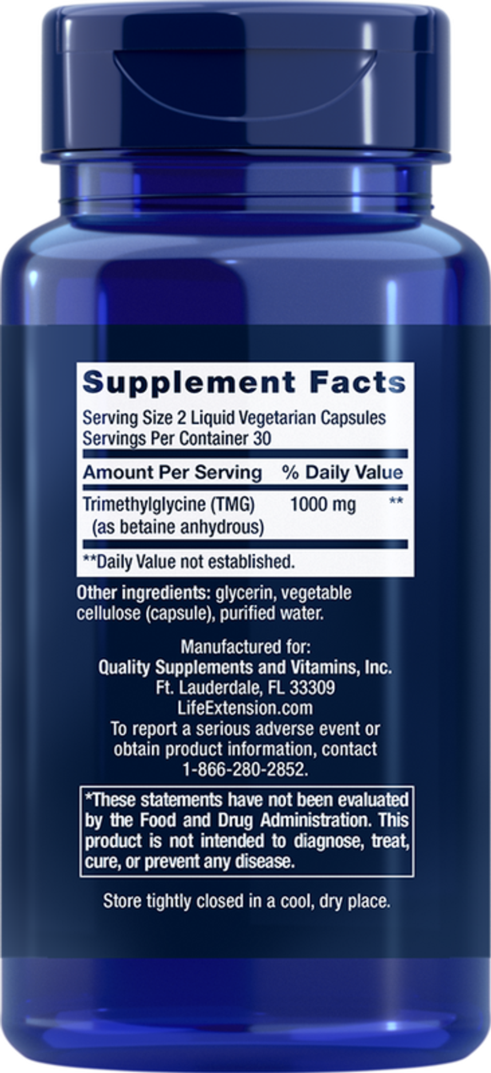 TMG 500mg 60 капсул Life Extension