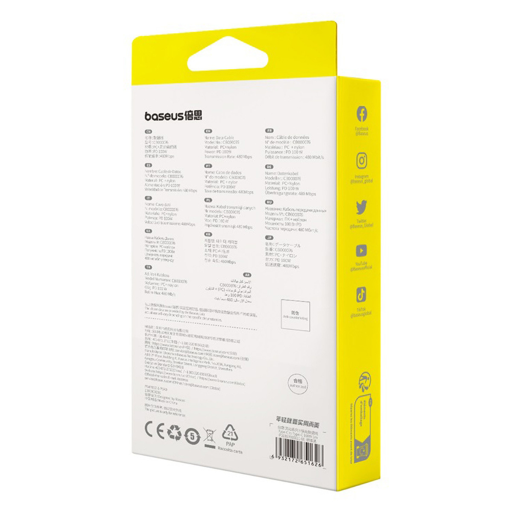 USB-C Кабель Baseus Dynamic 3 Charging+Data 100W 1m - Cluster Black