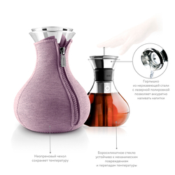 Чайник заварочный tea maker в неопреновом текстурном чехле, 1 л, холодная роза
