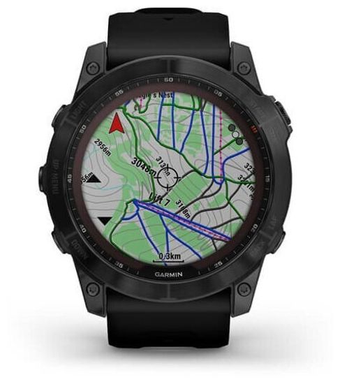 Умные часы Garmin Fenix 7X Sapphire Solar титановый черный DLC с силиконовым ремешком