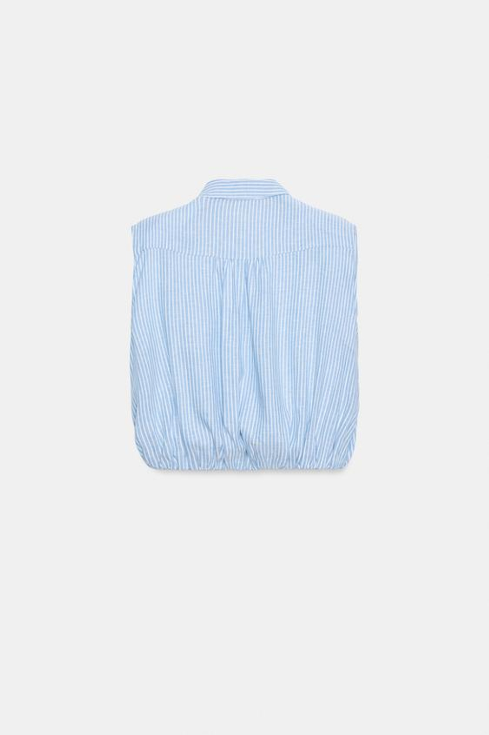 ZARA УКОРОЧЕННАЯ РУБАШКА В ПОЛОСКУ С ПОГОНАМИ, СИНИЙ/БЕЛЫЙ