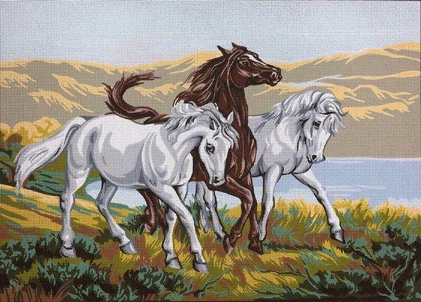 Рисунок для вышивания Soulos (канва жесткая), Три коня, 60х80 см