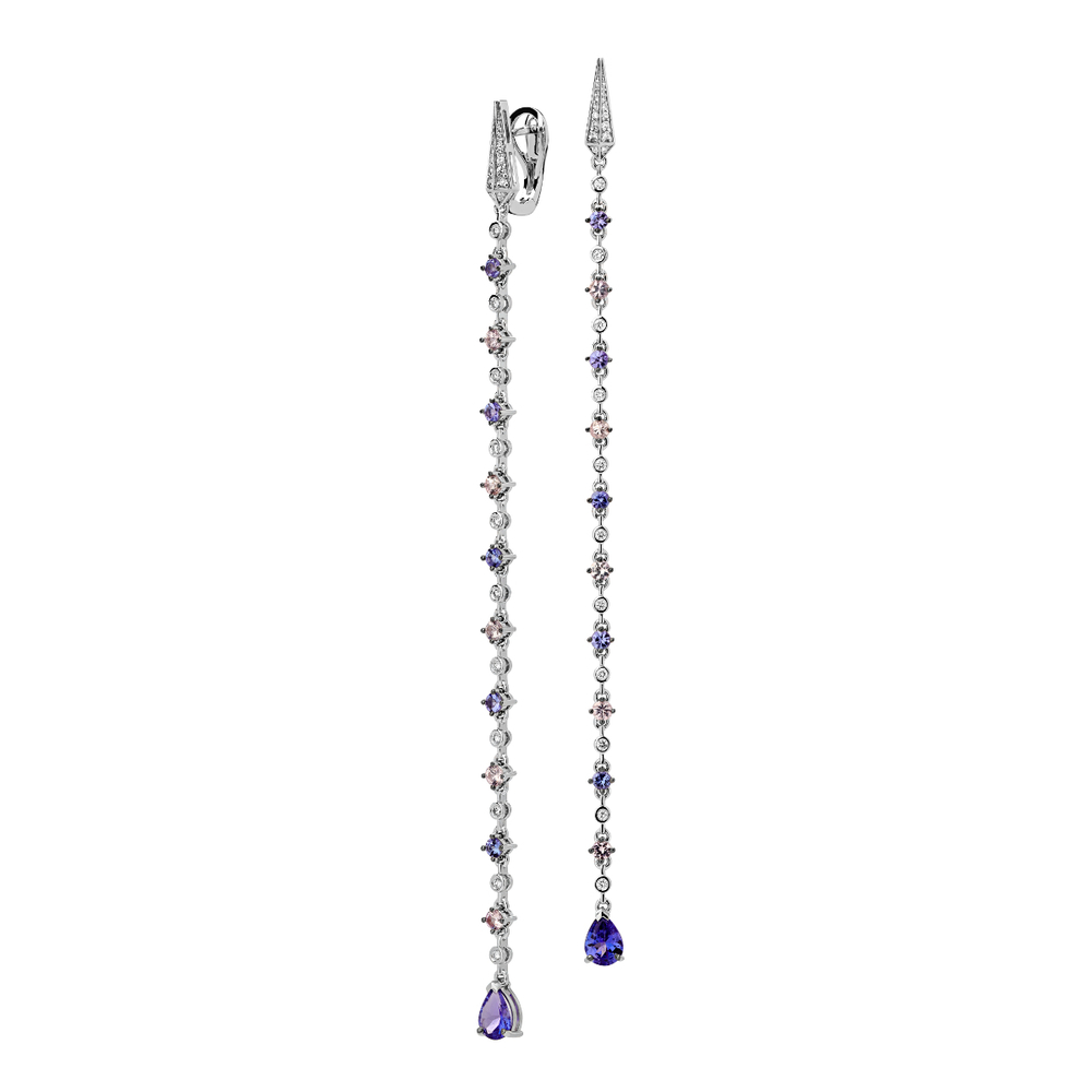 Серьги с бриллиантом  из белого золота JA-S-213468-1