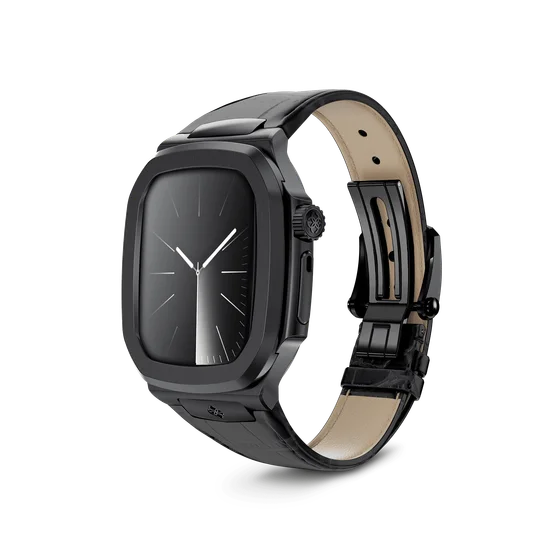 Корпус для Apple Watch ROL45 - Чёрный/Натуральная кожа