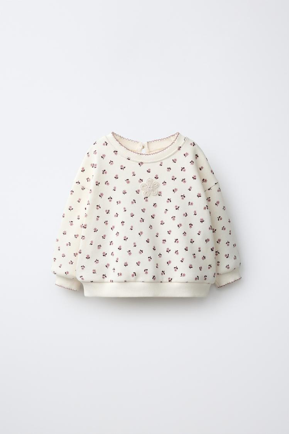 ZARA ТОЛСТОВКА С ЦВЕТОЧНЫМ ПРИНТОМ, СВЕТЛЫЙ ЭКРЮ