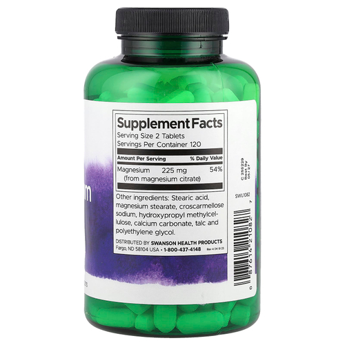 Swanson Vitamins, цитрат магния, 240 таблеток (112.5 мг в 1 таблетке)