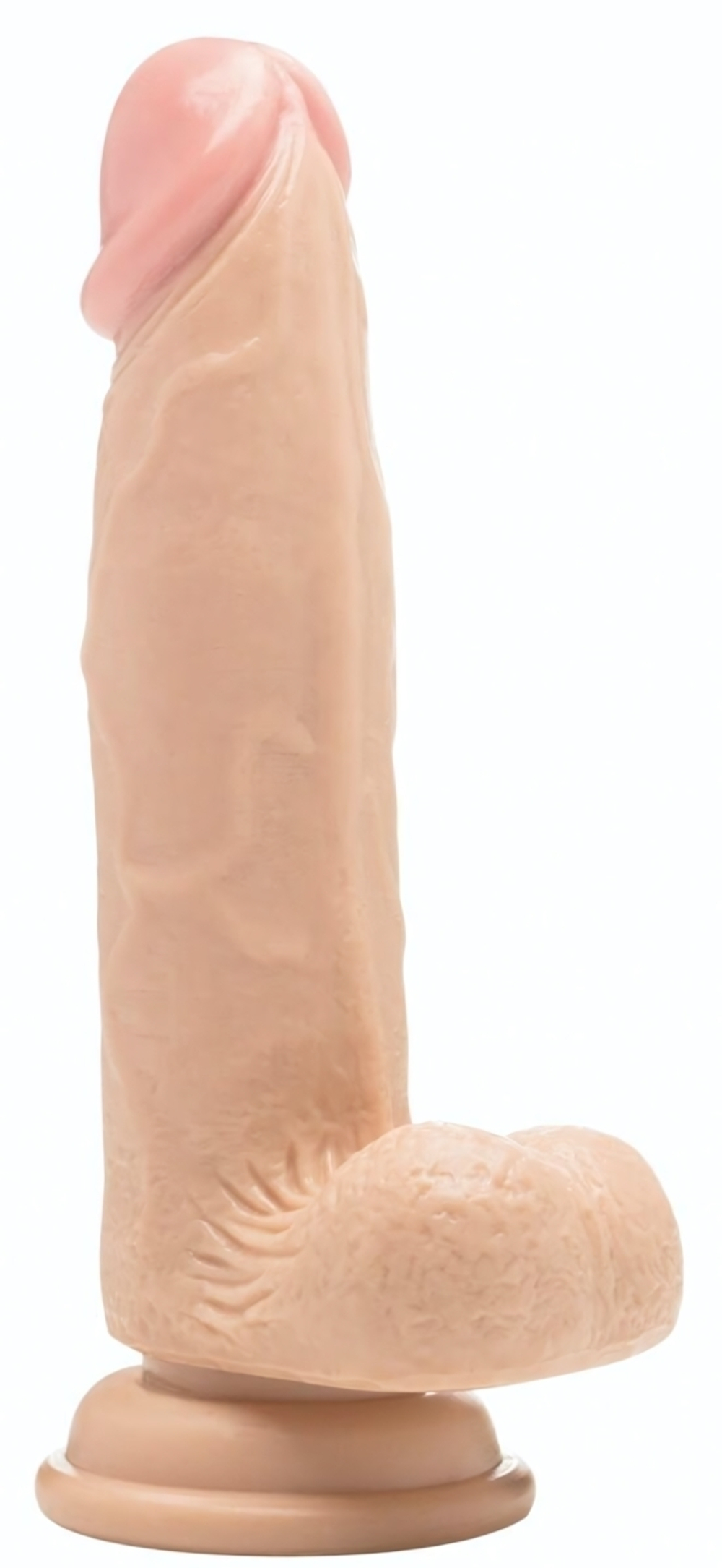 Телесный фаллоимитатор Realistic Cock 8 With Scrotum - 20 см. (Цвет: телесный)