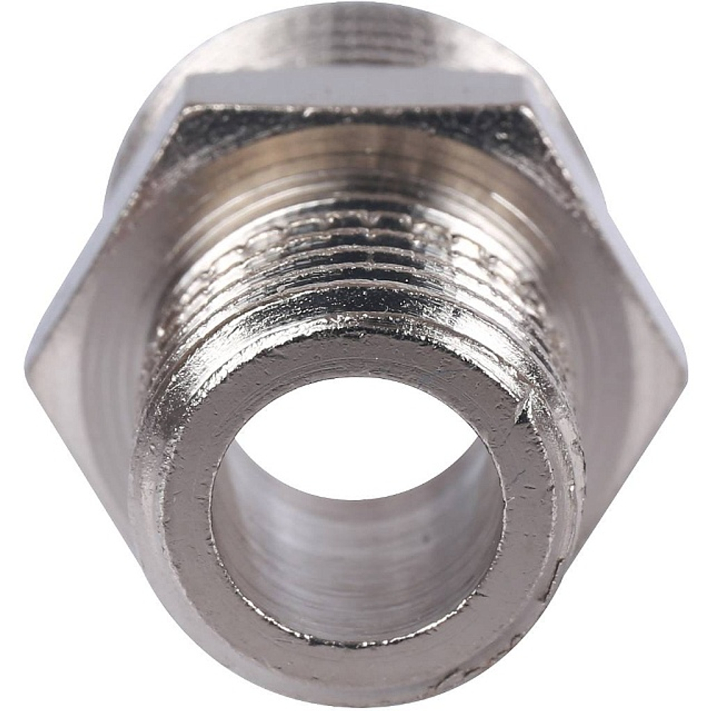 Ниппель редукционный STOUT SFT 0004 - 3/8" x 1/4" (для стальных труб, латунь никелированная)