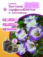 Семена Эустома высокорослая многолетняя Белая, Лизиантус комнатный + торфяные таблетки Jiffy в подарок, 5шт