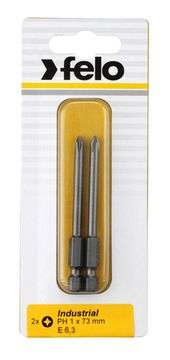 Бита крестовая серия Industrial E6,3 PH 1X73, 2 шт в блистере Felo 03201736