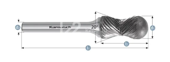 Борфреза комбинированная Karnasch Radius Multipower форма R, твердосплавная