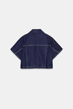 ZARA КОРОТКАЯ ДЖИНСОВАЯ РУБАШКА Z1975, СИНИЙ