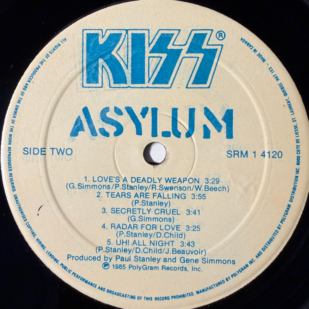 Kiss ‎– Asylum (Канада 1985г.)