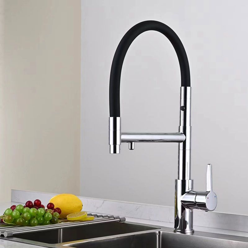 Смеситель для кухни Perfetto MDV30209 с подключением фильтра и гибким изливом