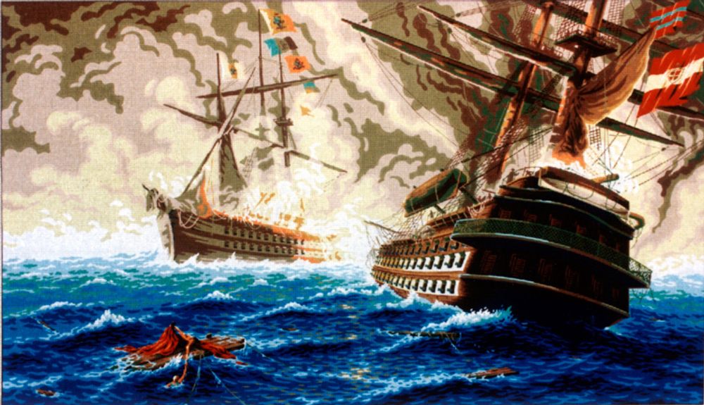 Рисунок для вышивания Soulos (канва жесткая), Морская баталия, 80х130 см