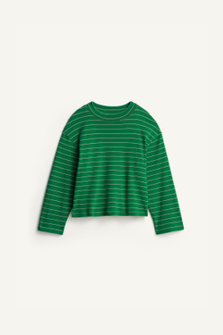 ZARA ФУТБОЛКА В ПОЛОСКУ - LIMITED EDITION, ЗЕЛЕНЫЙ/ЭКРЮ