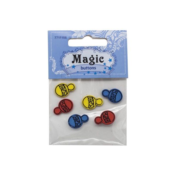 Украшения декоративные: пуговицы Погремушка, 6 шт. Magic Buttons I1531-DW2