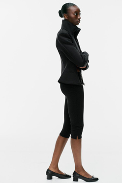 ZARA БРЮКИ КАПРИ С ПЛАНКАМИ, ЧЕРНЫЙ
