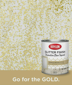 Краска Krylon Glitter Finish декоративное прозрачное покрытие с глиттером, золото /серебро / перламутр 0,946л