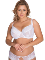 Кружевной бюстгальтер plus size на косточках с боковыми поддержками (Размер: 80I) (Цвет: белый)