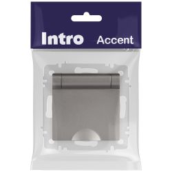 Розетка Intro Accent 6-203-09 с заземлением 2P+E Schuko с крышкой 16А-250В IP20 СУ AL/CU титан | Intro