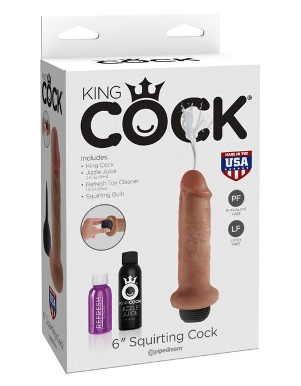 Фаллоимитатор с функцией эякуляции загорелый King Cock 6 Squirting Cock Tan (Цвет: загорелый)
