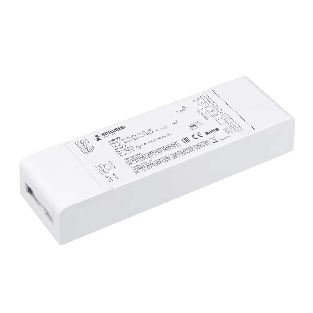 INTELLIGENT ARLIGHT Диммер SMART-CC-205-72-SH-PD-SUF (12-48V, 5x150-500mA, TUYA Wi-Fi, 2.4G) (IARL, IP20 Пластик, 5 лет) INTELLIGENT ARLIGHT Диммер SMART-CC-205-72-SH-PD-SUF (12-48V, 5x150-500mA, TUYA Wi-Fi, 2.4G) (IARL, IP20 Пластик, 5 лет)