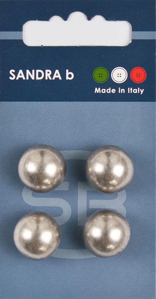 Пуговицы металл на ножке 15 мм, 4 шт, серебряный (2), Sandra