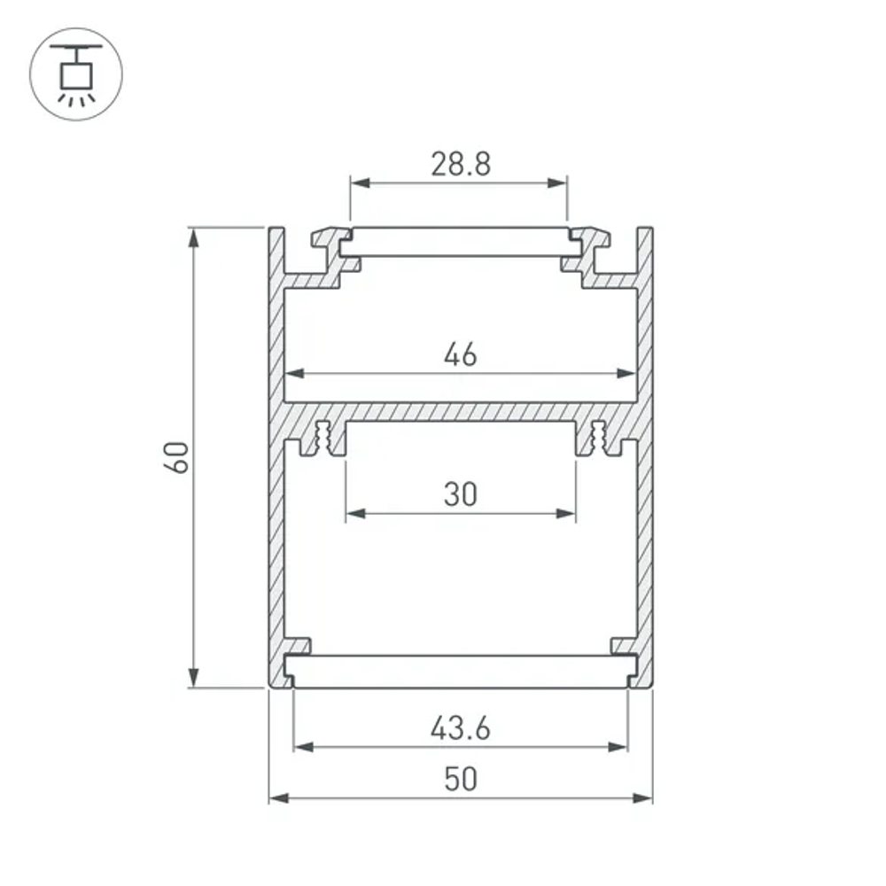 Профиль SL-ARC-5060-LINE-2500 WHITE (Arlight, Алюминий) 032689