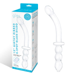 Изогнутый стеклянный фаллоимитатор 12’’ Girthy Ribbed G-Spot Glass Dildo With Handle Grip Double Ended - 30 см. (Цвет: прозрачный)