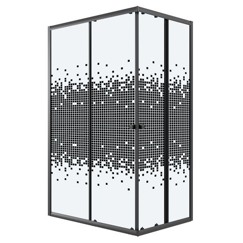 Душевое ограждение Niagara Eco NG-1018-14QBLACK (100х80х190) прямоугольник,раздвижное,черный,стекло мозаика,1 место