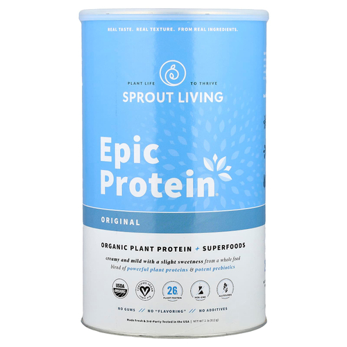 Sprout Living, Epic Protein®, органический растительный протеин и суперфуды, оригинальный, 912 г (2 фунта)