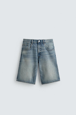 ZARA ДЖИНСОВЫЕ ШОРТЫ BAGGY FIT, ВЫЦВЕТШИЙ СИНИЙ