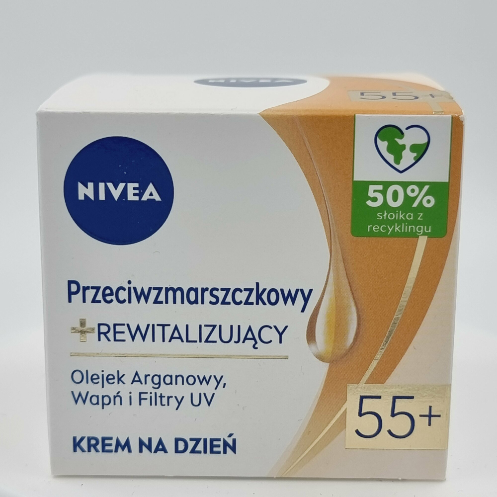 Крем дневной 55+ Nivea Anti-Wrinkle + Revitalizing, против морщин, с аргановым маслом, кальцием и UV фильтром, 50 мл