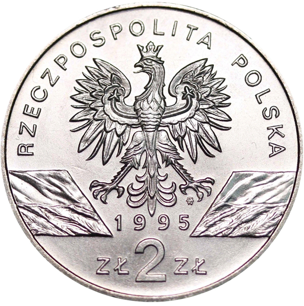 2 злотых Сом (животный мир) 1995 год, Польша. UNC