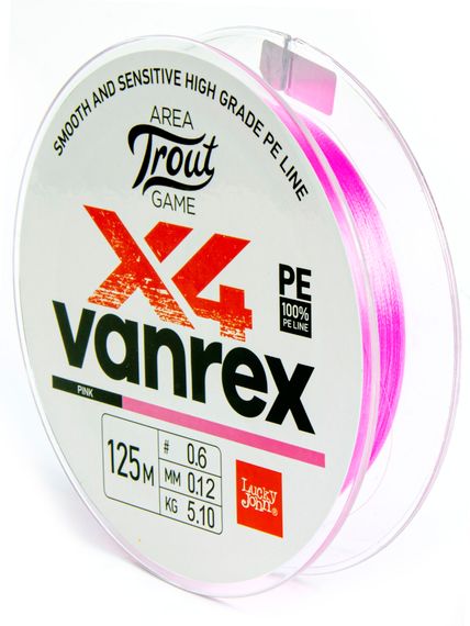 Леска плетёная LJ Area Trout Game х4 BRAID Pink 125 м, 0,12 мм