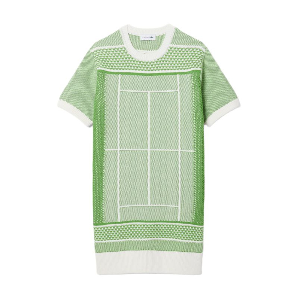 Теннисное платье Lacoste Tennis Court Jacquard Sweater - flour/billiard green