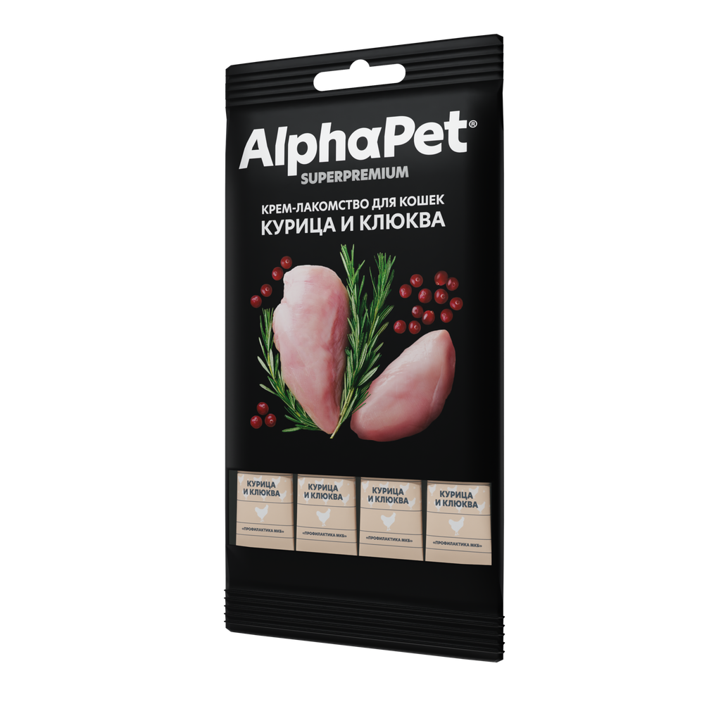 Крем-лакомство AlphaPet Superpremium для кошек с курицей и клюквой
